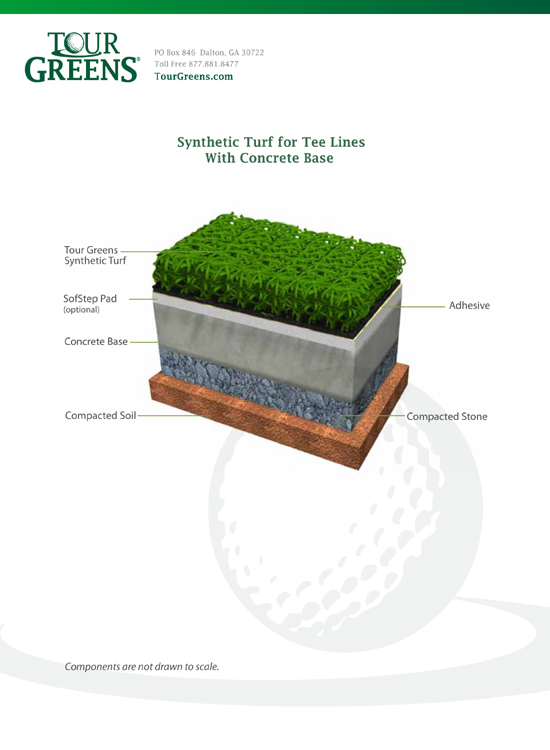 Tour Greens® Putting Greens - Tee Line Over Concrete