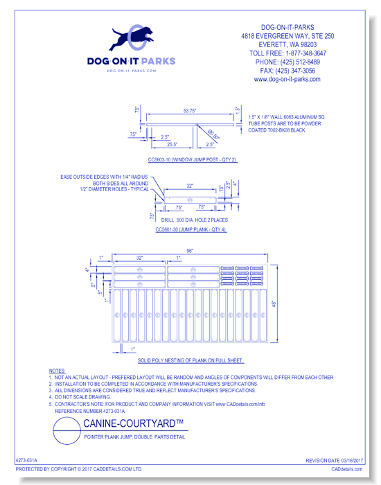 Westie Window Jump: Parts Detail
