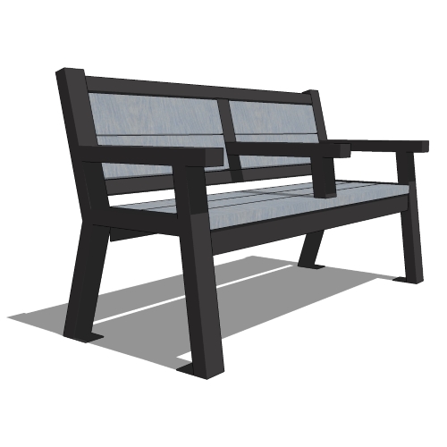 Rutherford Angled Leg Park Bench ( RALCA-5 ) with Center Armrest