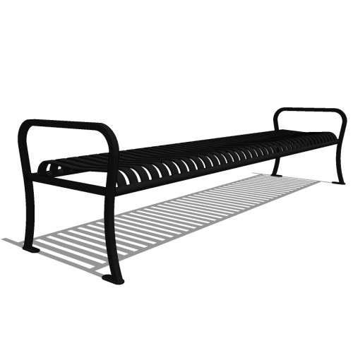Model CV1-2100: CityView Backless Bench - Vertical Strap, Eight Foot Length, Steel Bar Ends