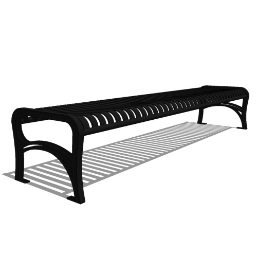 Model CV1-2110: CityView Backless Bench - Vertical Strap, Eight Foot Length, Cast Iron Ends