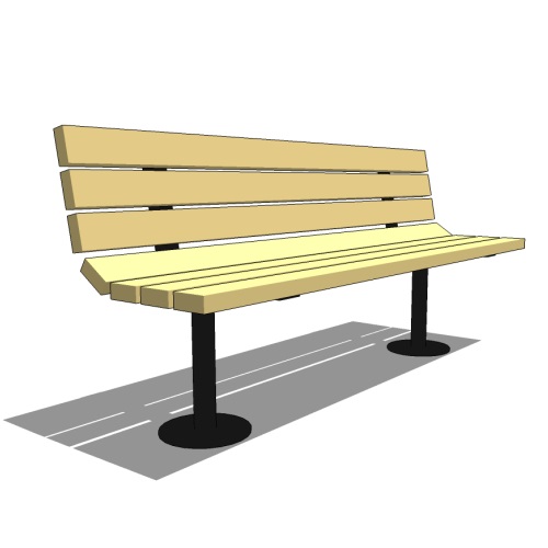 Model AV1-1020: Avondale Backed Bench - Wood Slat or Recycled Plastic, Six Foot, Surface Mount