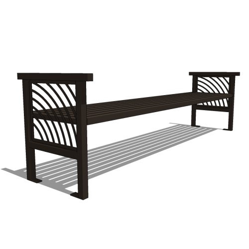 Model JC1-2100: JordanCreek Backless Bench - Laser Pattern, Eight Foot Length, Steel Bar Ends