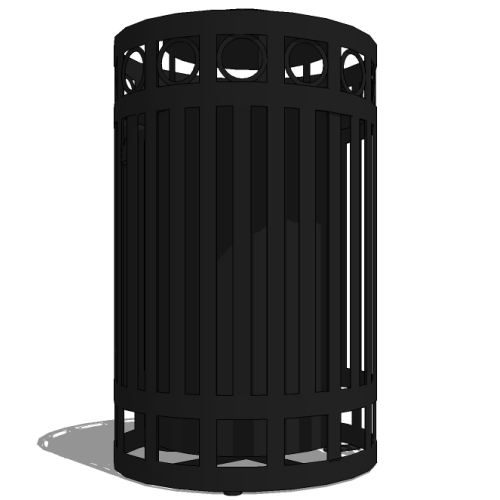 Model HL2-2101: Halo Side Door Opening w/ Latch Receptacle -  Decorative Ring, 36 Gallon Receptacle, Side Door Opening w/ latch, Surface Mount, Dome Top