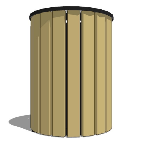 Model AV2-3000: Avondale Top Opening Receptacle - Wood Slat or Recycled Plastic, 36 Gal., Surface Mount, Flat Top