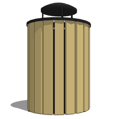 Model AV2-3002: Avondale Top Opening Receptacle - Wood Slat or Recycled Plastic, 36 Gal., Surface Mount, Ash Top