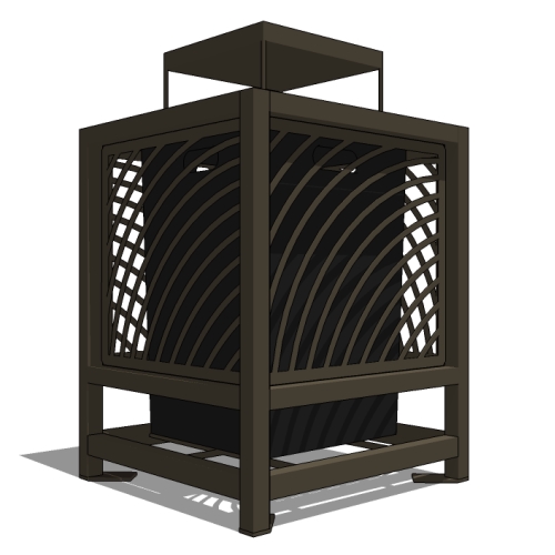 Model JC2-2002: JordanCreek Top Opening Receptacle - Laser Pattern, 36 Gal., Surface Mount, Ash Top