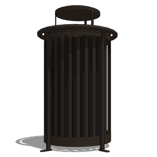 Model NP2-1001: NewPort Top Opening Receptacle - Decorative Ring, 40 Gal., Surface Mount, Dome Top
