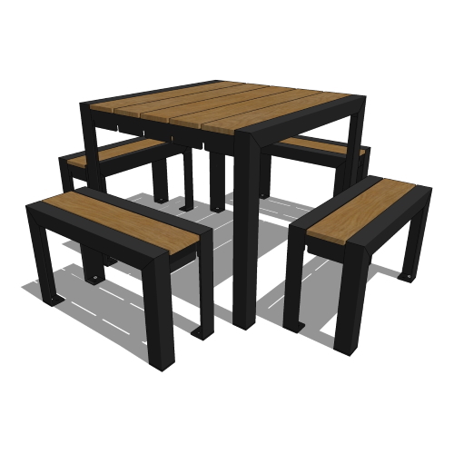 Model WN6-1241: Wynne Sqaure Table - 36inch Table Top, Four Seats, Surface Mount