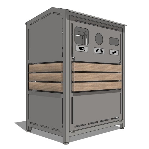 Skyline Waste/Recycle Receptacle With Tropical Wood Accents (PS-920-34-AL-WD3)