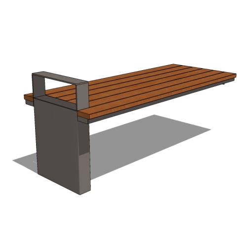 Ridgewood Modular Backless Bench, 1 Leg & Arm (PS-693M-A1L-AL-53-WD3)