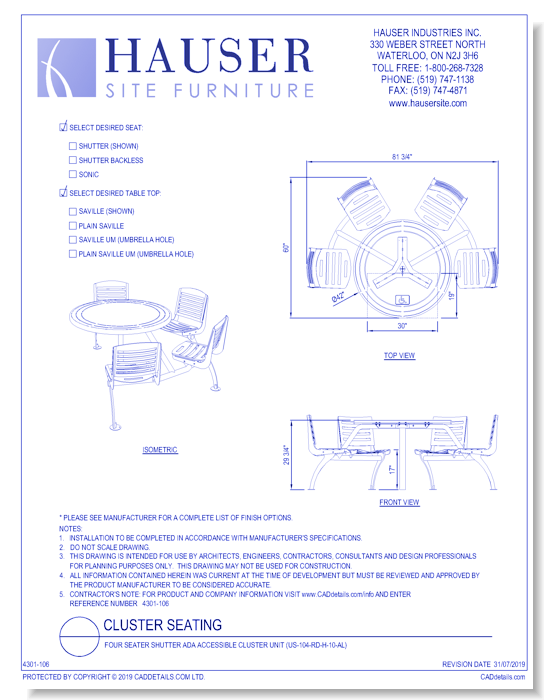 Four Seater Shutter ADA Accessible Cluster Unit (US-104-RD-H-10-AL)