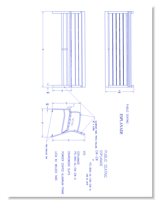 Esplanade Bench With Envirowood Slats (PS-840-AL-EW-EW-A)