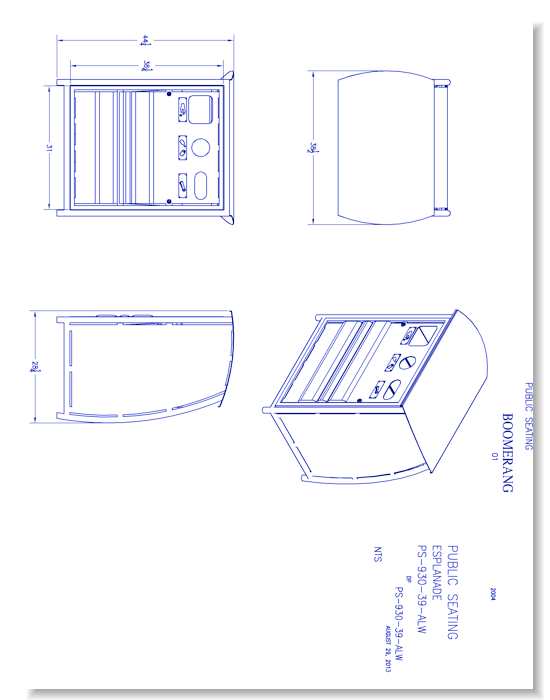 Boomerang Waste/Recycle Receptacle With Tropical Wood Accents (PS-930-39-17-AL-WD3)