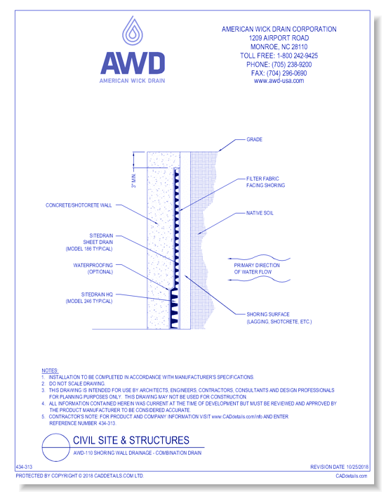 AWD-110	Shoring Wall Drainage - Combination Drain