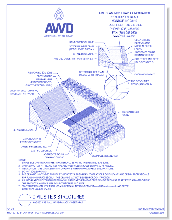 AWD-123	MSE Wall Back Drainage - Sheet Drain