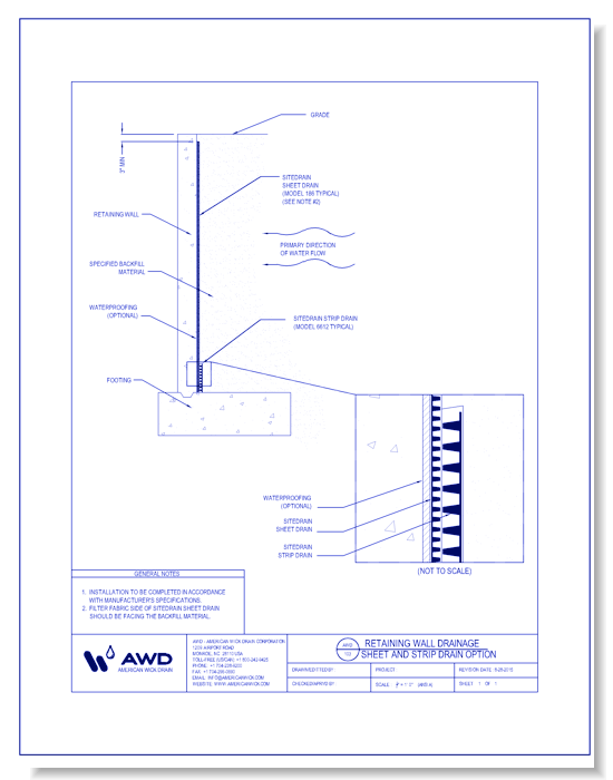 AWD-103	Retaining Wall Drainage - Sheet & Strip Drain
