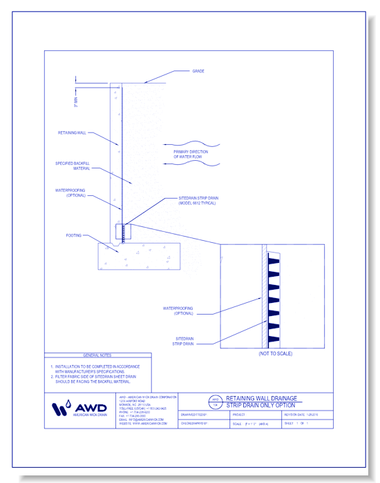 AWD-104	Retaining Wall Drainage - Strip Drain