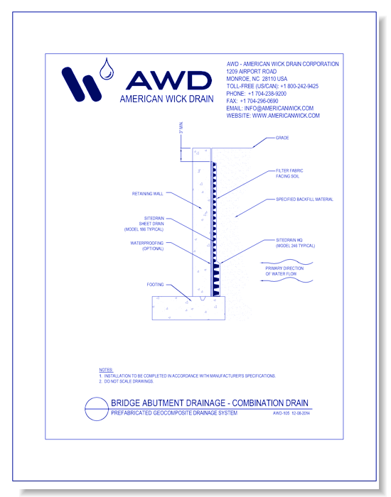 AWD-105	Bridge Abutment Drainage - Combination Drain