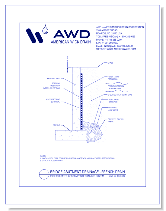 AWD-106	Bridge Abutment Drainage - French Drain