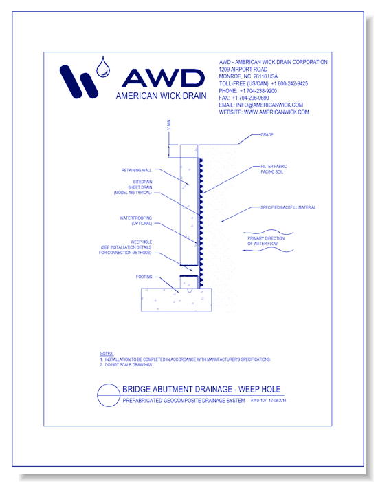 AWD-107	Bridge Abutment Drainage - Weep Hole