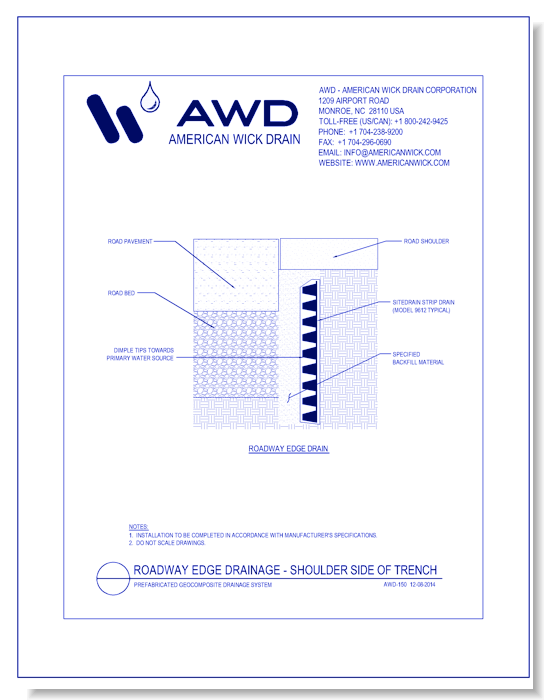 AWD-150	Roadway Edge Drainage - Shoulder Side of Trench