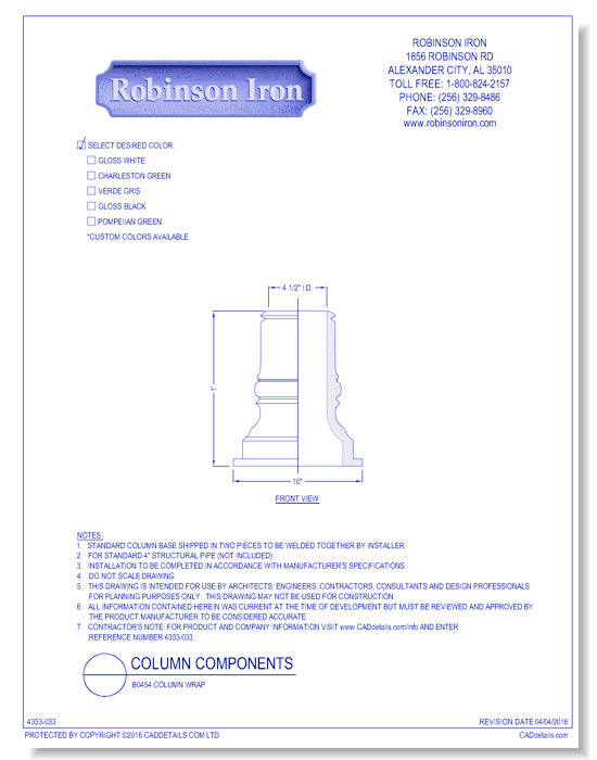 B0454 Column Wrap