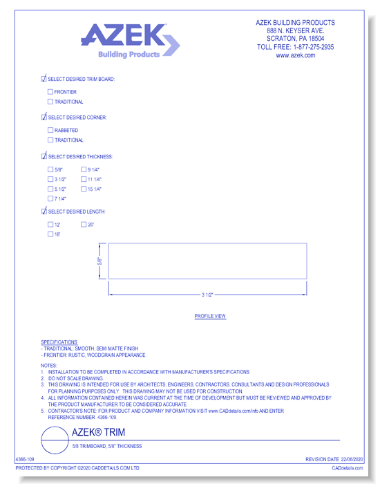 5/8 Trimboard, 5/8'' Thickness