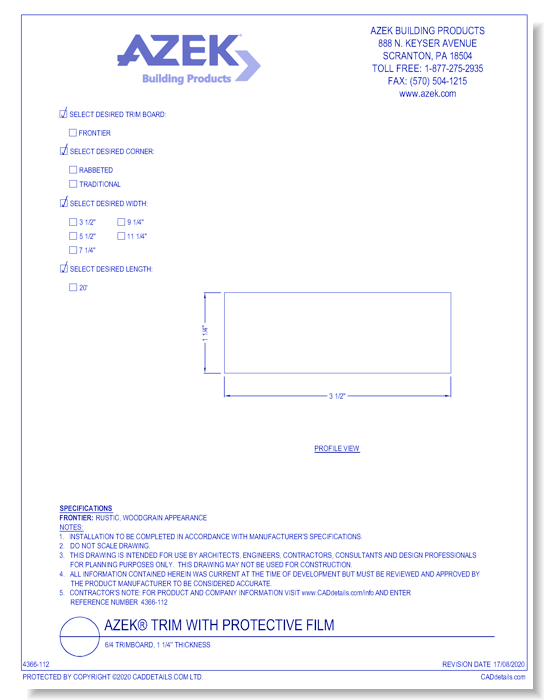 6/4 Trimboard, 1-1/4'' Thickness