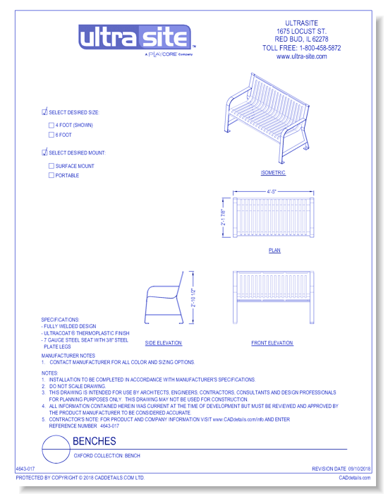 Oxford Collection: Bench
