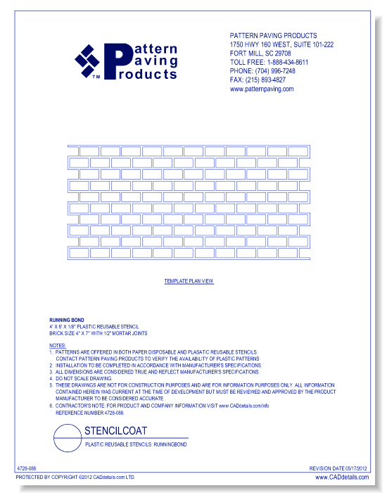Plastic Reusable Stencils: Runningbond