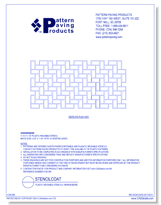 Plastic Reusable Stencils: Herringbone