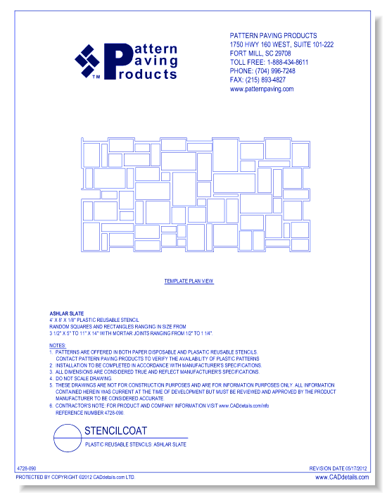 Plastic Reusable Stencils: Ashlar Slate