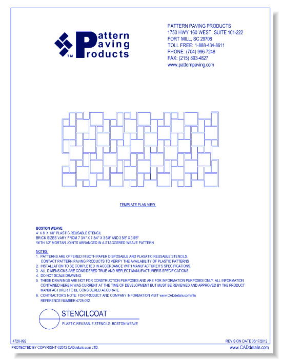 Plastic Reusable Stencils: Boston Weave