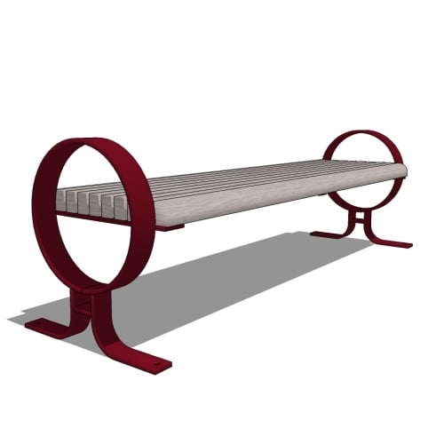 Walden Flat Bench: Circle End Frames, 6 Ft., Wood
