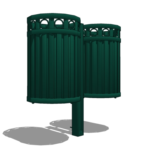 Gramercy™ Post Mount Litter Receptacles: 32 Gal. Post Mount Double