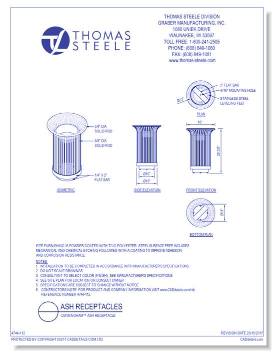 Cunningham™ Ash Receptacle