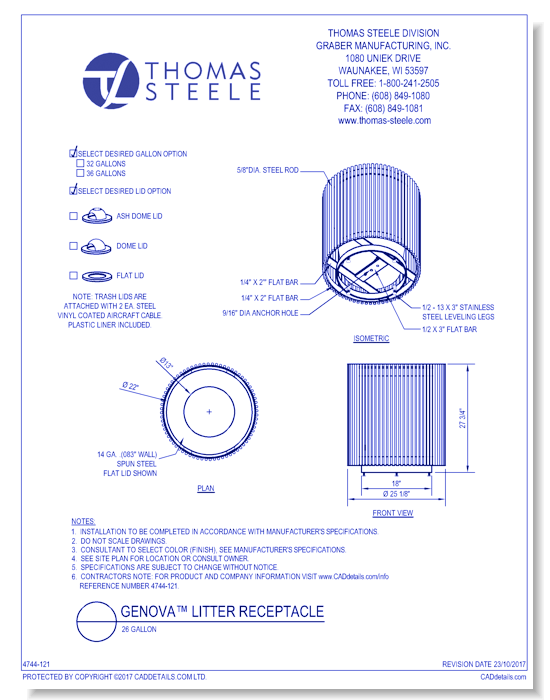 Genova™ Litter Receptacle: 26 Gallon