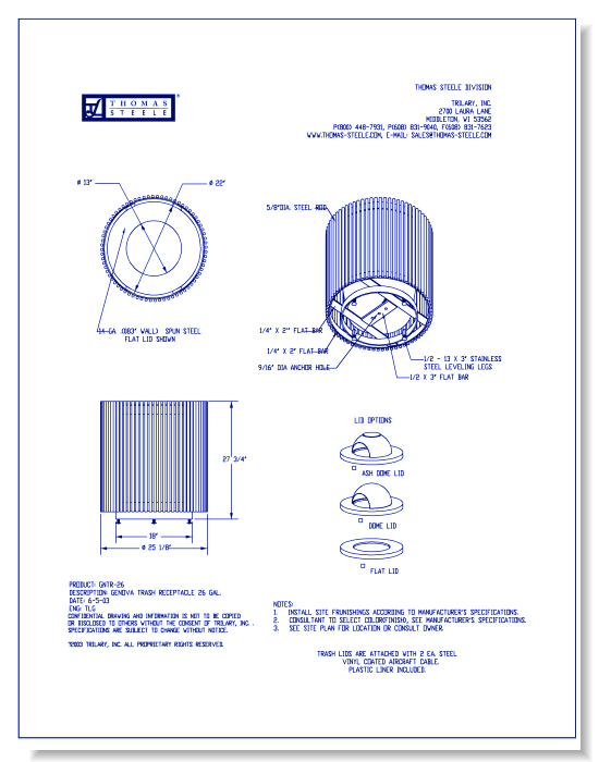 Genova™ Litter Receptacle: 26 Gallon