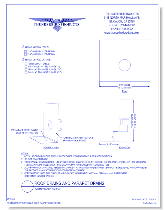 Parapet Overflow Drain