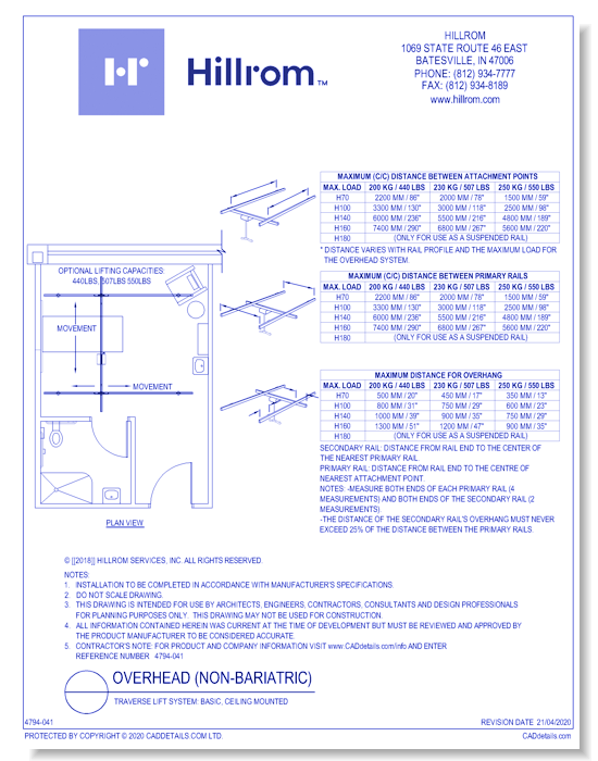 Traverse Lift System: Basic, Ceiling Mounted