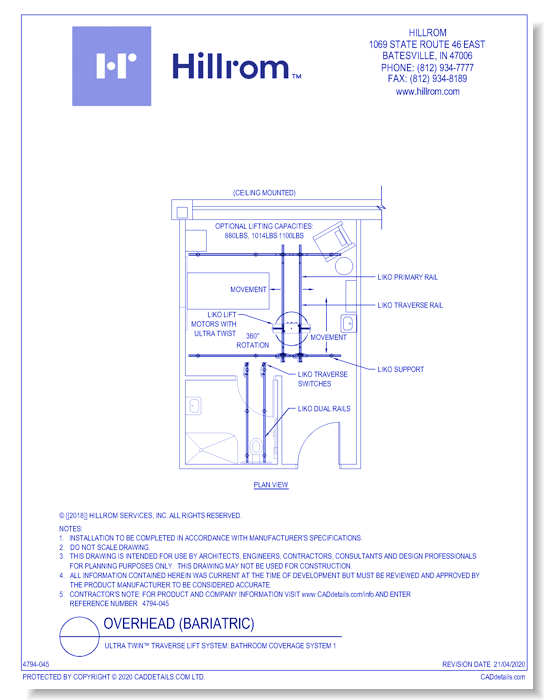 Ultra Twin™ Traverse Lift System: Bathroom Coverage System 1