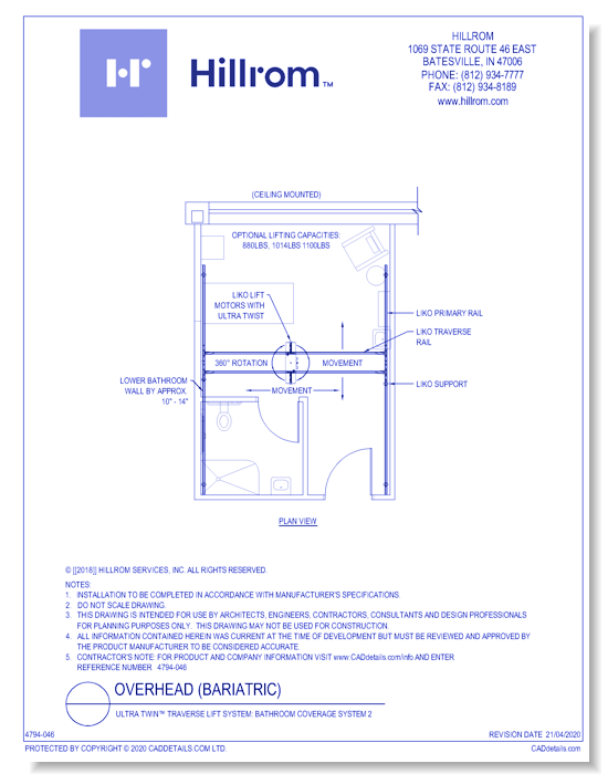 Ultra Twin™ Traverse Lift System: Bathroom Coverage System 2
