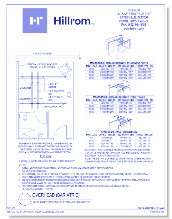 Ultra Twin™ Traverse Lift System: Ceiling Mounted