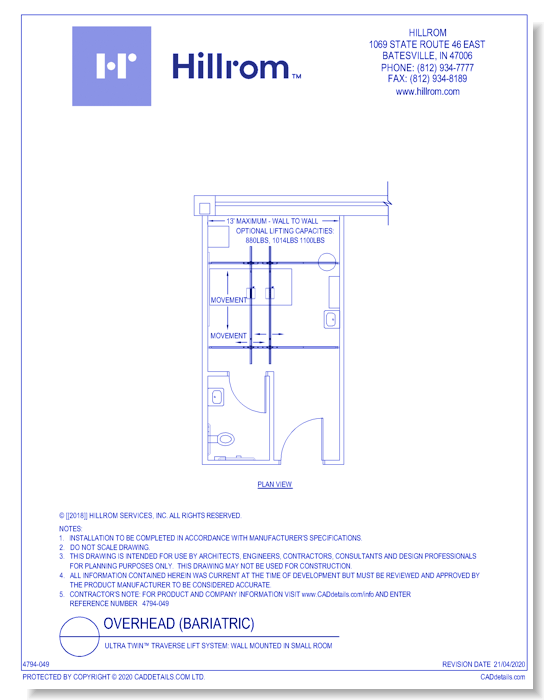 Ultra Twin™ Traverse Lift System: Wall Mounted in Small Room