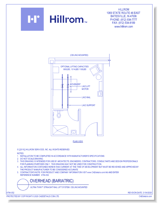 Ultra Twin™ Straight Rail Lift System: Ceiling Mounted