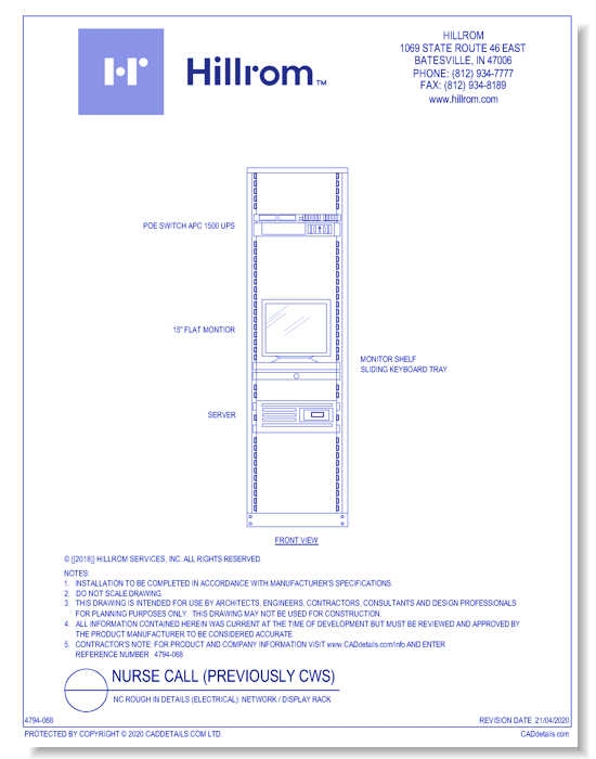 NC Rough In Details (Electrical): Network / Display Rack