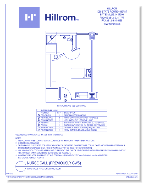 Floor Plan: Private Med-Surg Room