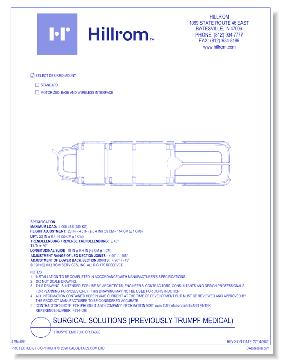 TruSystem® 7000 OR Table