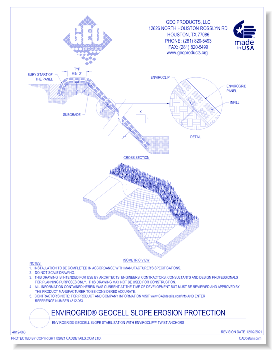 EnviroGrid® Geocell Slope Stabilization with EnviroClip™ Twist Anchors
